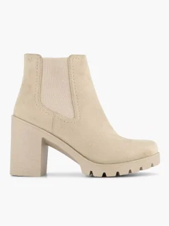 Beige Enkellaars Hak
