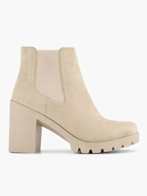 Beige Enkellaars Hak