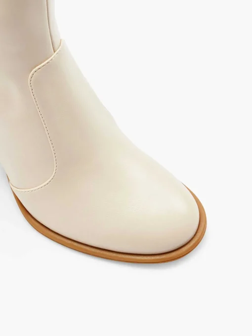 Beige Enkellaars Hak