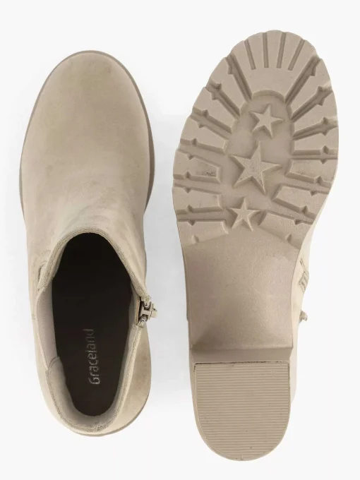 Beige Enkellaars Hak