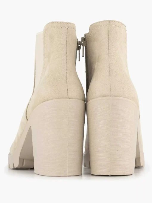 Beige Enkellaars Hak