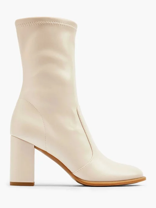 Beige Enkellaars Hak