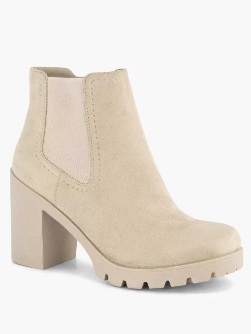Beige Enkellaars Hak
