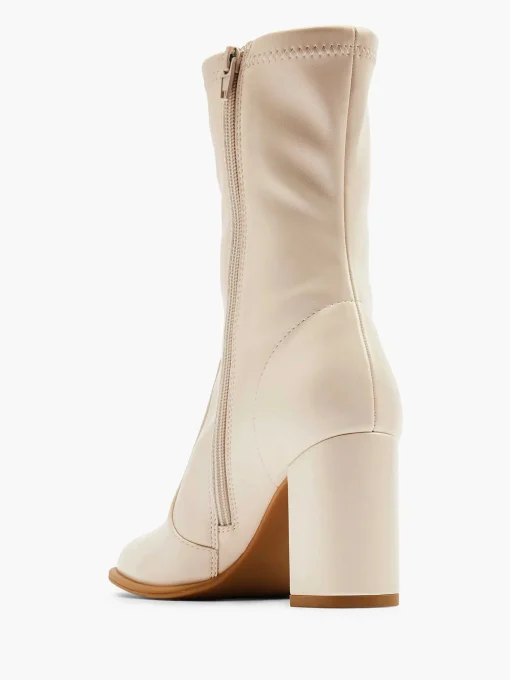 Beige Enkellaars Hak