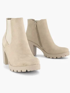 Beige Enkellaars Hak