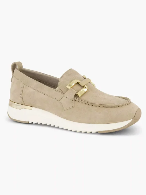 Beige Leren Comfort Instapper