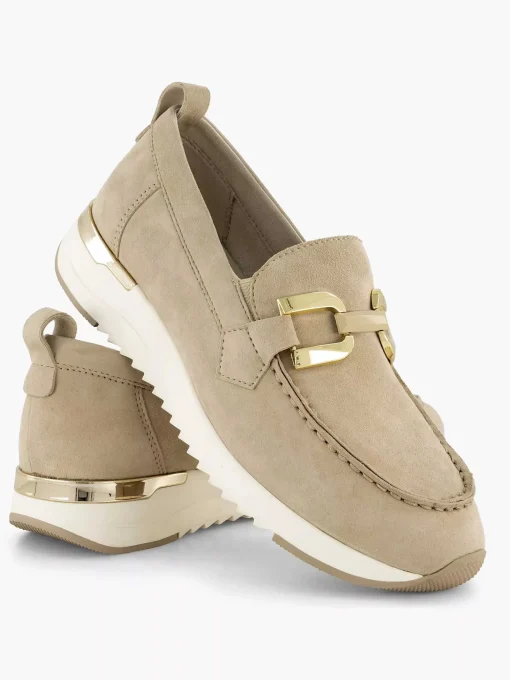 Beige Leren Comfort Instapper