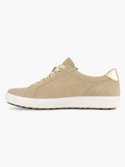 Beige Leren Comfort Sneaker