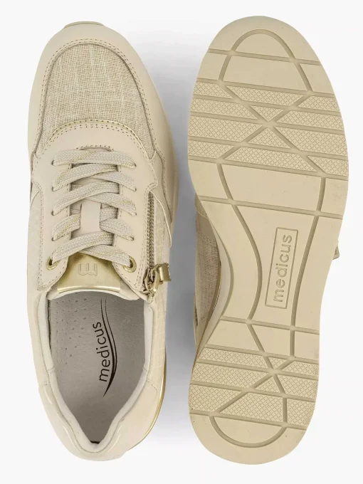 Beige Leren Comfort Sneaker