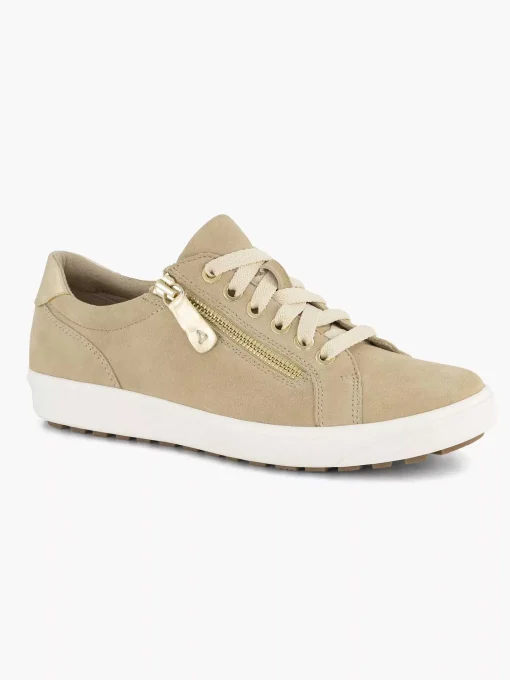 Beige Leren Comfort Sneaker