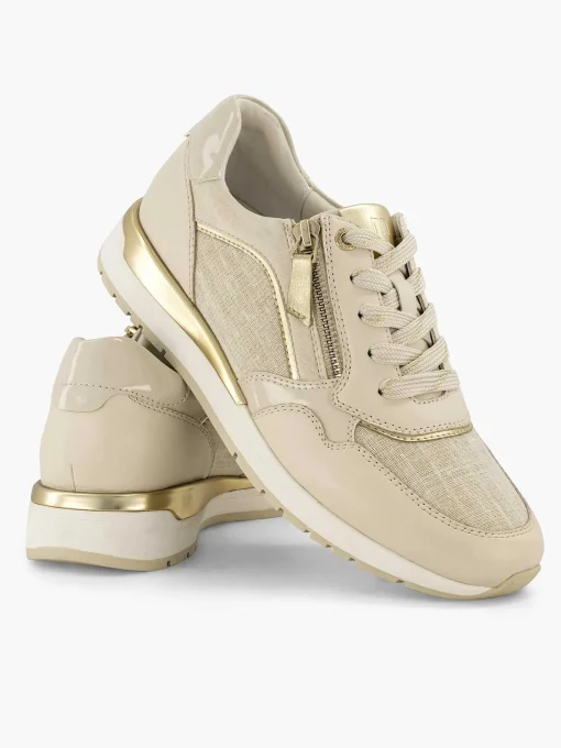 Beige Leren Comfort Sneaker