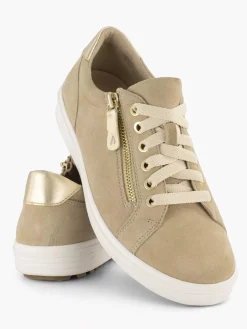 Beige Leren Comfort Sneaker