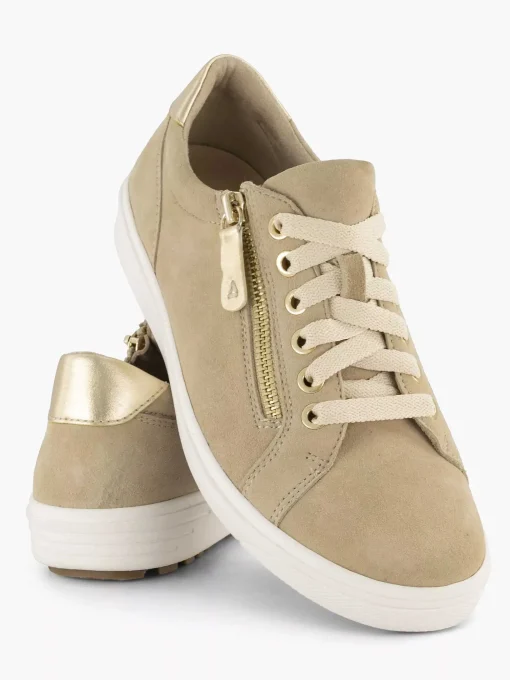 Beige Leren Comfort Sneaker