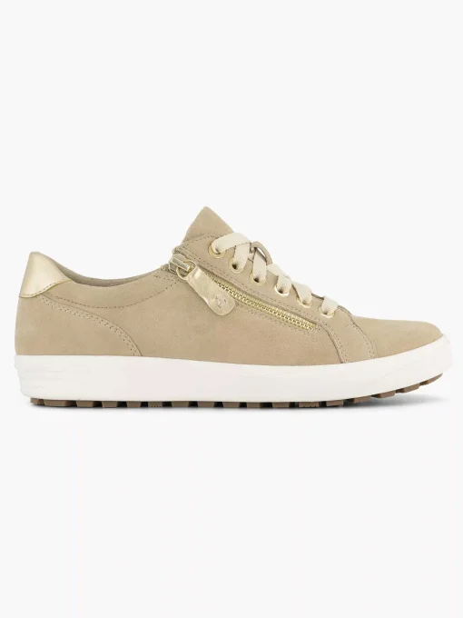 Beige Leren Comfort Sneaker