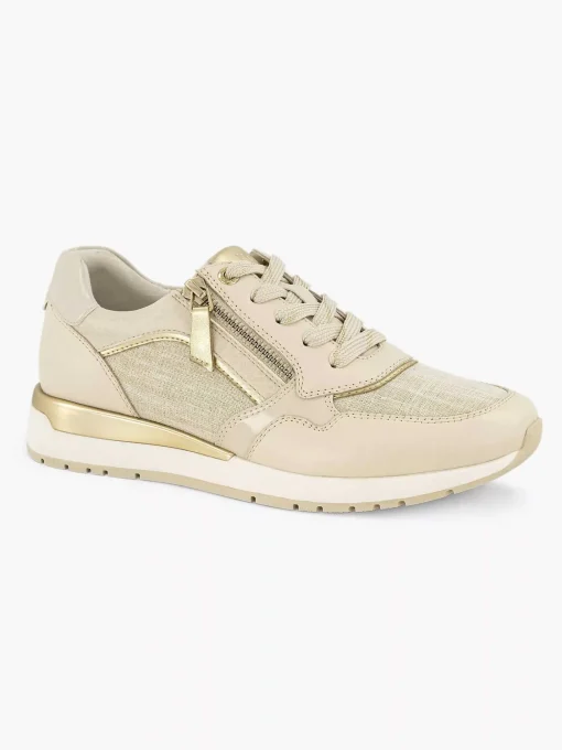 Beige Leren Comfort Sneaker
