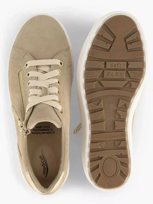 Beige Leren Comfort Sneaker