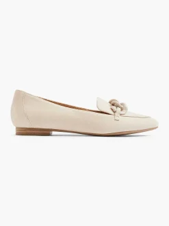 Beige Leren Loafer Sierketting