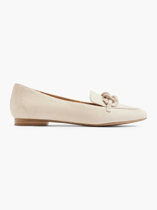 Beige Leren Loafer Sierketting