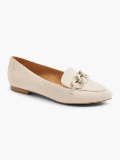 Beige Leren Loafer Sierketting
