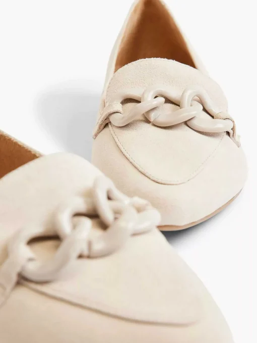 Beige Leren Loafer Sierketting