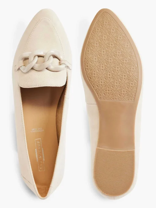 Beige Leren Loafer Sierketting