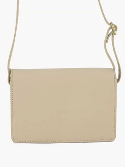 Beige Leren Schoudertas