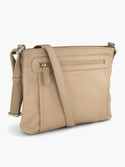 Beige Leren Schoudertas