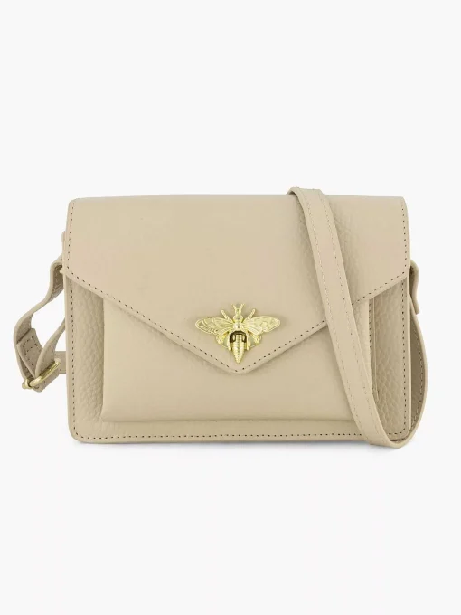 Beige Leren Schoudertas