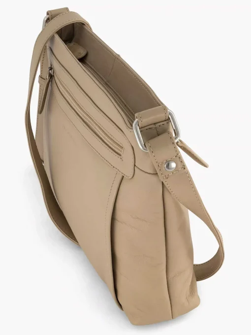 Beige Leren Schoudertas