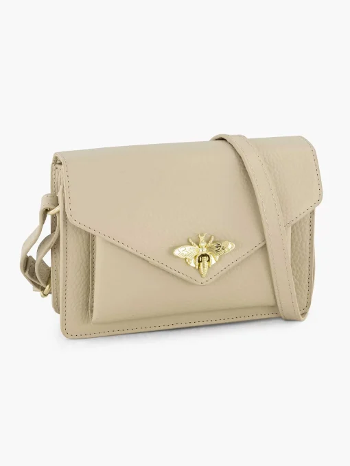 Beige Leren Schoudertas