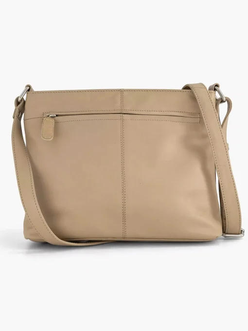 Beige Leren Schoudertas