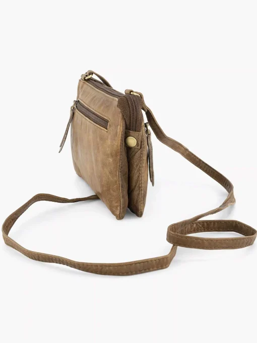 Beige Leren Schoudertas