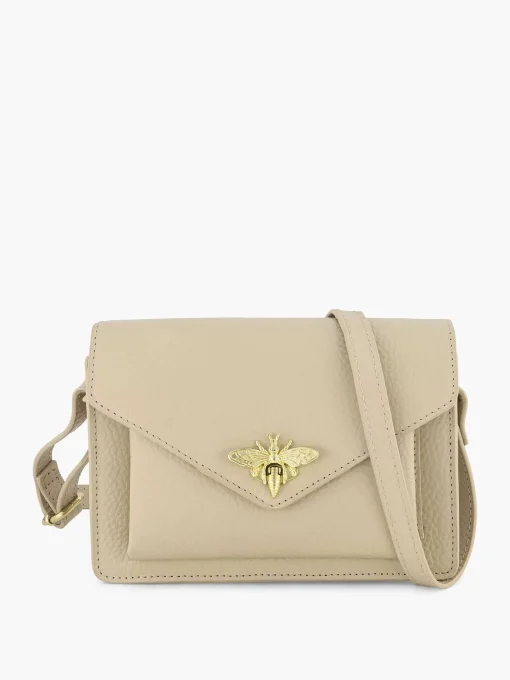 Beige Leren Schoudertas