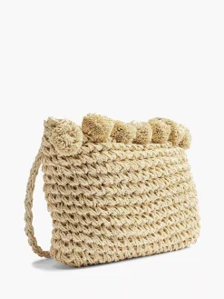 Beige Rieten Schoudertas