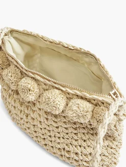 Beige Rieten Schoudertas
