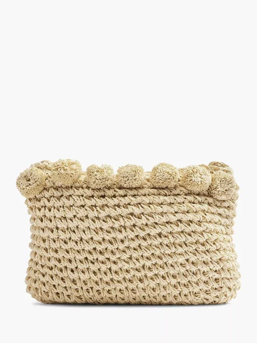 Beige Rieten Schoudertas