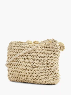 Beige Rieten Schoudertas