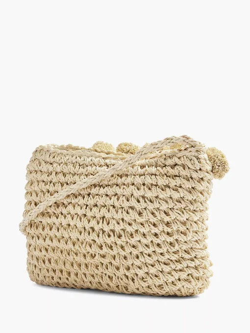 Beige Rieten Schoudertas