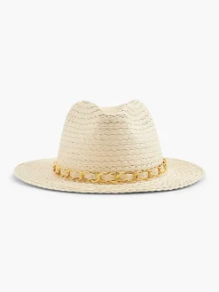 Beige Rieten Strandhoed