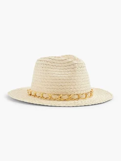 Beige Rieten Strandhoed