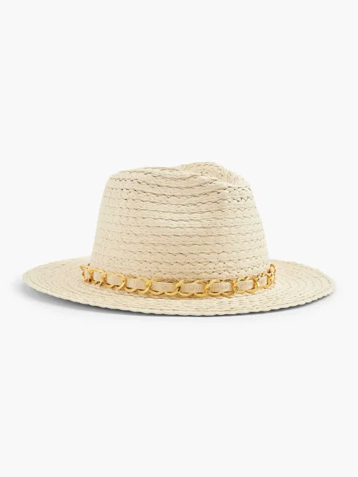 Beige Rieten Strandhoed