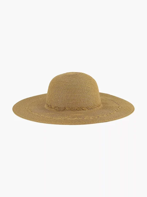 Beige Rieten Strandhoed