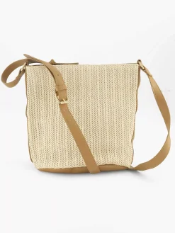 Beige Schoudertas Gevlochten