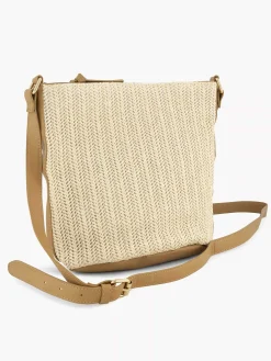 Beige Schoudertas Gevlochten