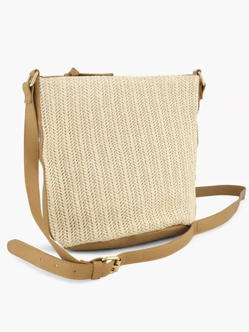 Beige Schoudertas Gevlochten