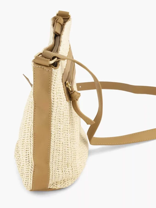 Beige Schoudertas Gevlochten