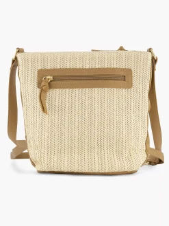 Beige Schoudertas Gevlochten