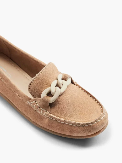 Beige Suede Instapper Sierketting