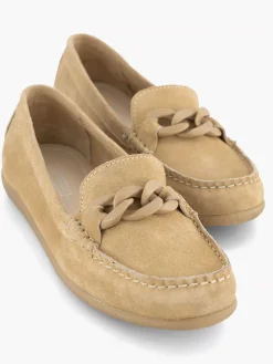 Beige Suede Instapper Sierketting