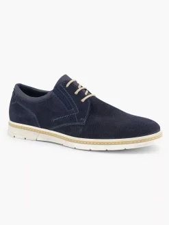 Blauwe Leren Veterschoen